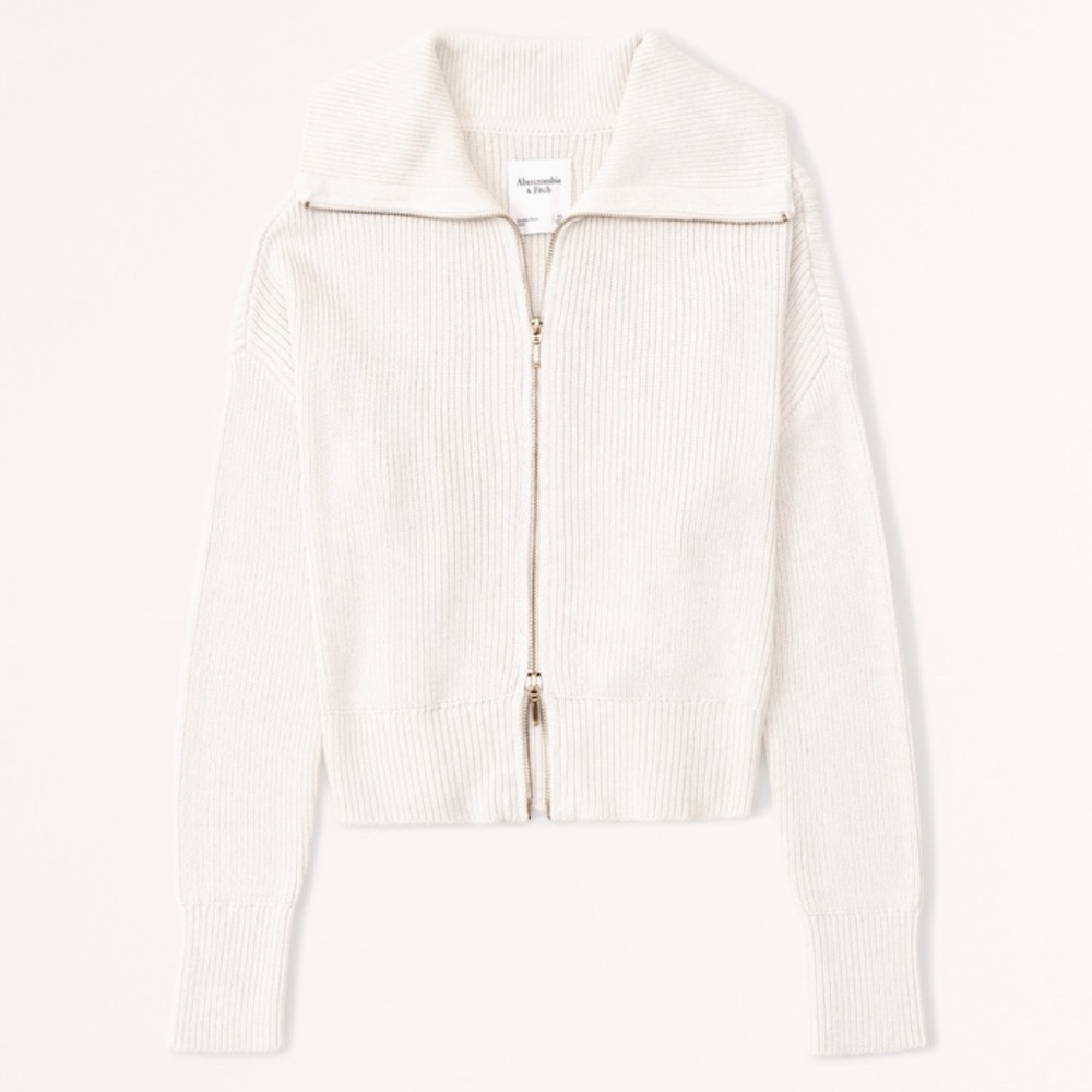 NWOT A&F Double Zip Ribbed Cardigan